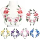 Вышитые нашивки с розами и пионами, свадебные аппликации 5 цветов, кружевные нашивки для платья невесты, вечерние нашивки сделай сам, 27 см, 2 шт.