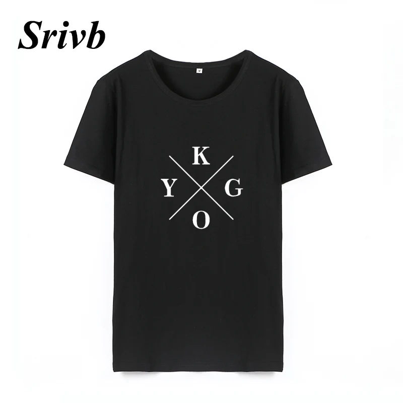 Женская футболка с принтом srivb kygo черная/белая надписью лето 2018|letter t shirt|fashion women