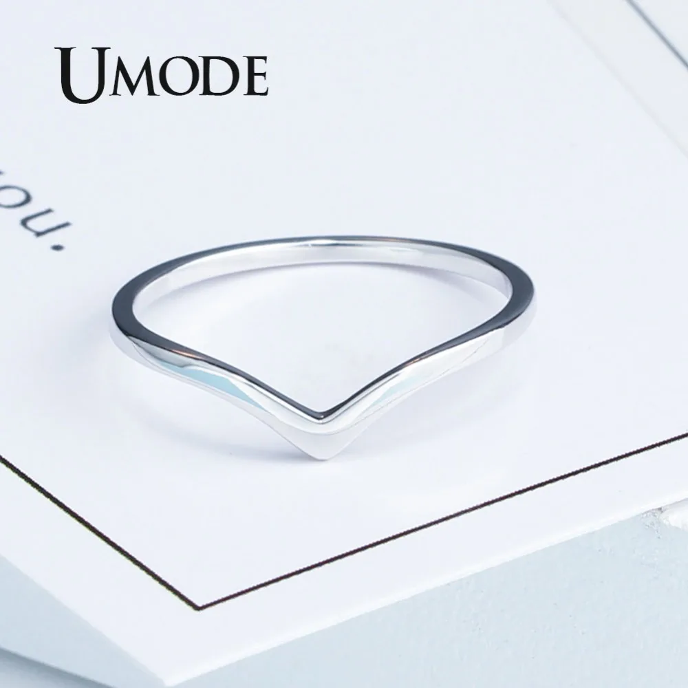 UMODE обручальные простые волнистые кольца в форме V, 925 пробы, серебряные кольца для женщин, ювелирные изделия anillos plata 925 para mujer ULR0470