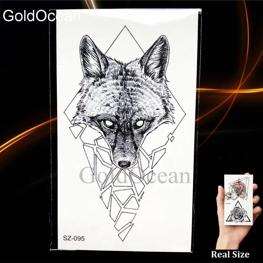 Geometric Fox Temporary Tattoo Men Fashion Stickers Black Arm Women Wolf Cosmetic Waterproof Tree Ankle Fake Tatoo Makeup | Красота и