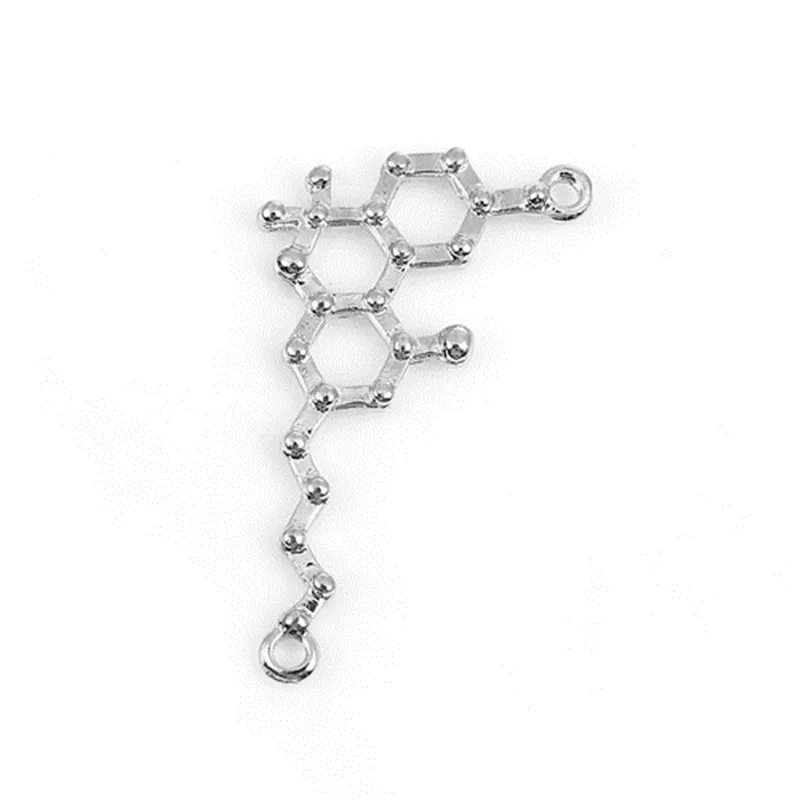 

DoreenBeads Zinc Based Alloy Molecule Chemistry Science Connectors Silver Color DIY Charms 40mm(1 5/8") x 19mm( 6/8"), 20 PCs