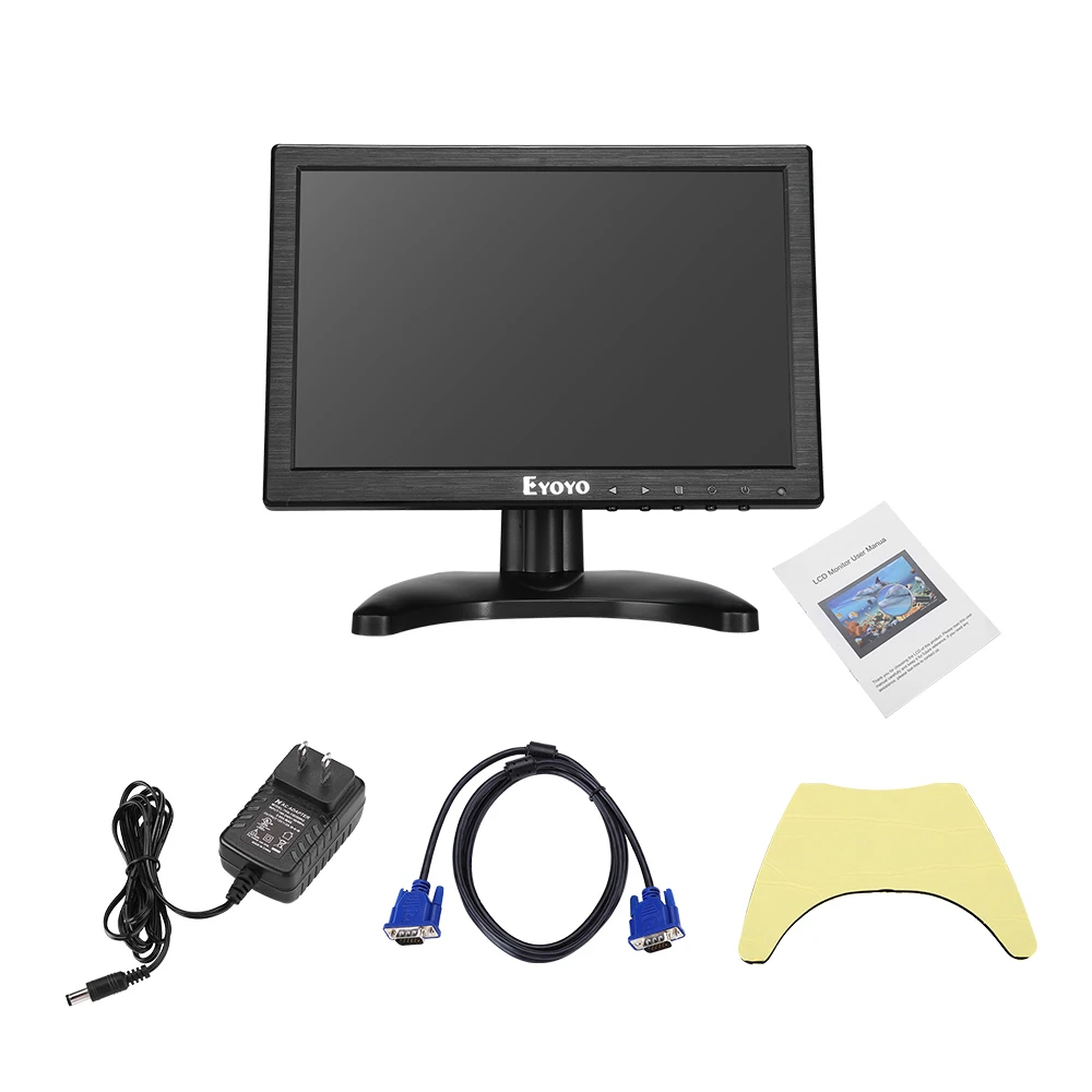 Eyoyo 10 дюймов IPS ЖК монитор 1280x800 с видеомонитор HDMI VGA BNC AV Вход для ПК CCTV двумя