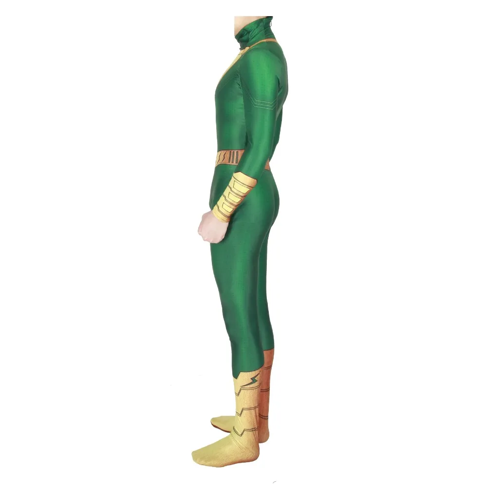 Новый Капитан Shazam Косплэй костюм супергерой Zentai боди для Хэллоуина с длинным