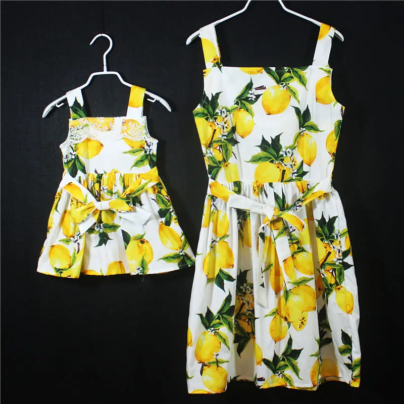 

Summer brand Cotton girls paternity holiday beach dress kids sleeveless suspender skirts mother and daughter camisole dresses