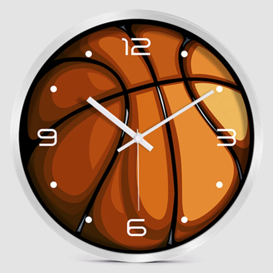 Баскетбол бесшумные настенные часы Современные креативные украшения гостиной