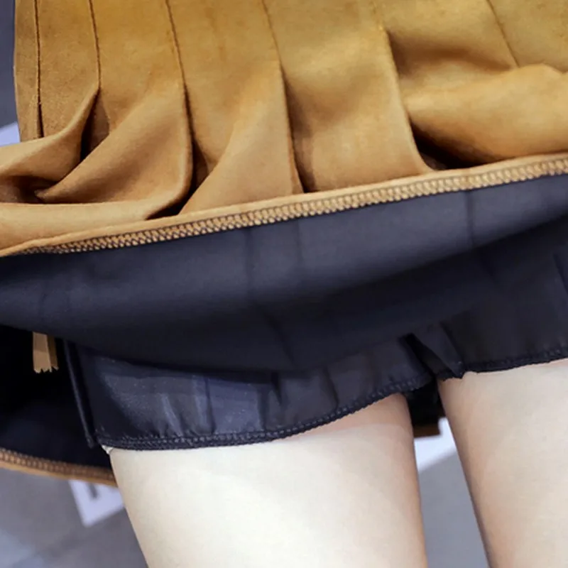 PLAMTEE Loose High Waist Suede Pleated Skirt New Solid Color Korean Style Skirts Womens All Match Slim Formal Saias Size S- XXL | Женская