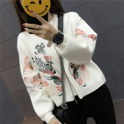 Куртка-кардиган в Корейском стиле с длинным рукавом и вышивкой | Женская одежда