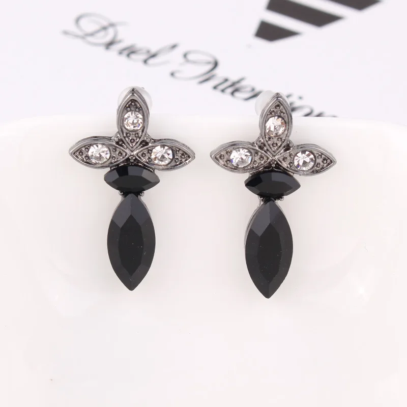 jet LUBOV винтажные античные золотые прозрачные стразы серьги для женщин Bijoux Brincos женский Рождественский подарок - Окраска металла: jet
