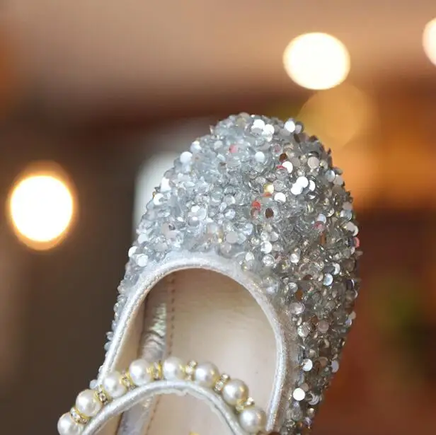Kids Shoes For Girl 2019 New Spring Princess Sequins Flats Wedding Children's Sandals Pink Gold Sliver Toddler Baby Pearl | Детская