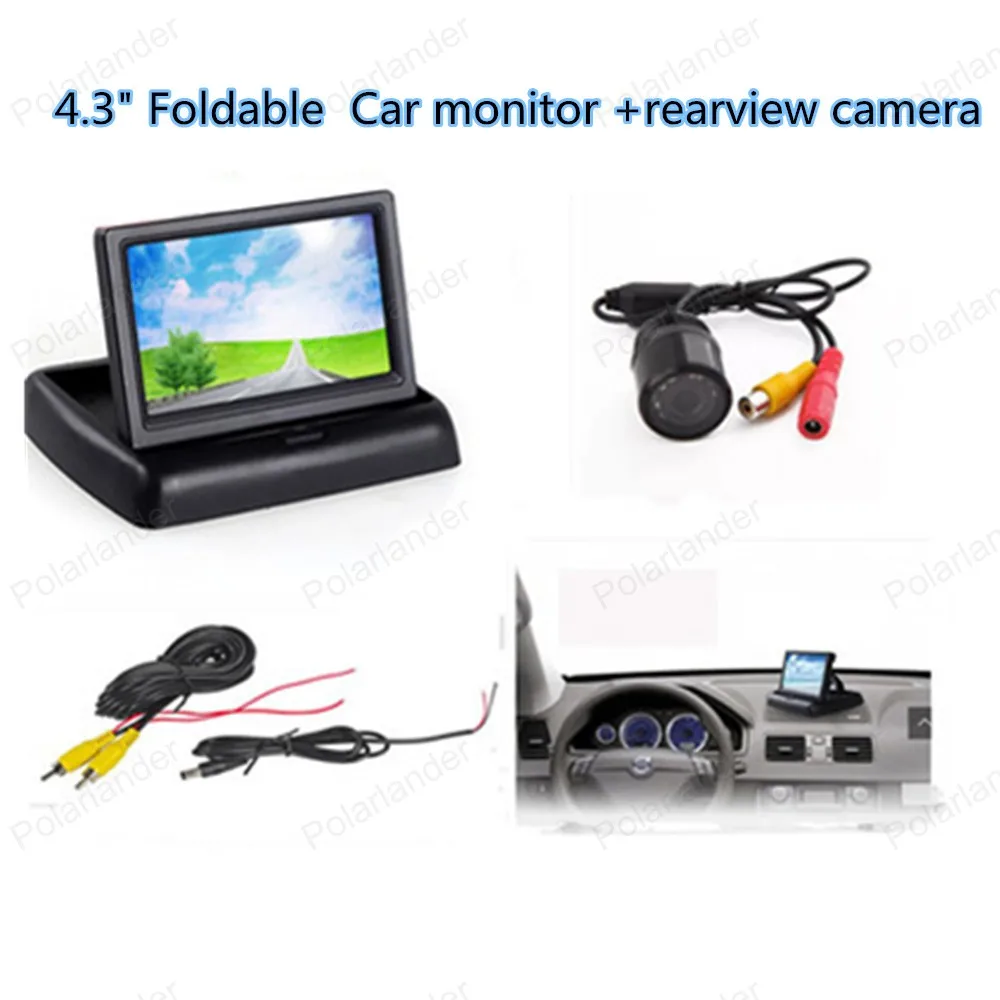 Складной 4 3 дюймовый автомобильный монитор заднего вида с 8 светодиодами