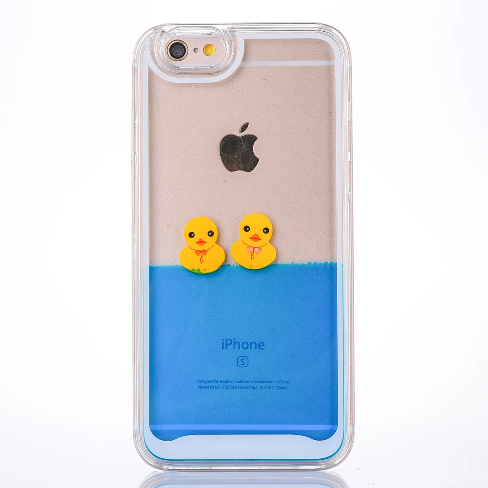 Для iPhone 6 Чехол 3D прозрачная струящаяся жидкость для плавания желтая утка задняя
