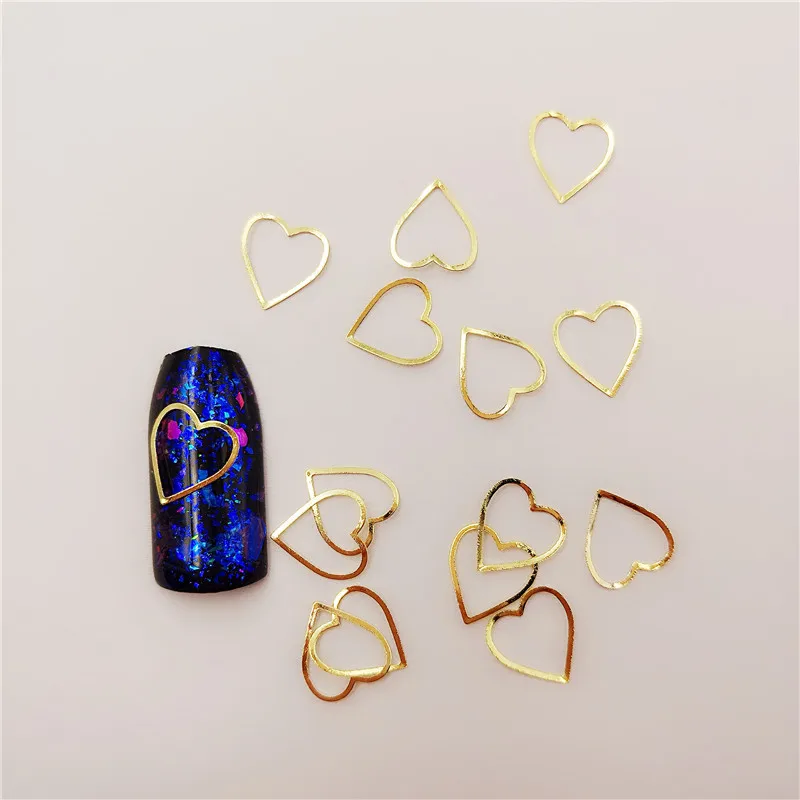 

100 PCS/bag Copper Alloy Hollow Heart Shape 3D Nail Art Sparkling Decoration Fingertips Decoration Jewelry Nails Salon Supplies