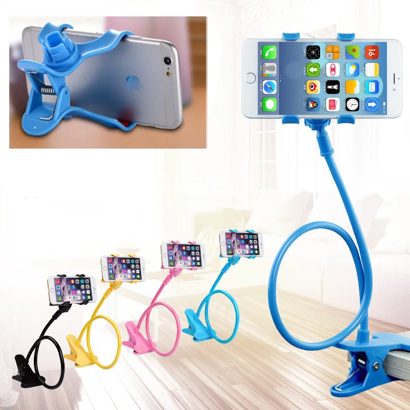 Гибкий удлиненный держатель для телефона монопод с гусиной шеей двойной зажим