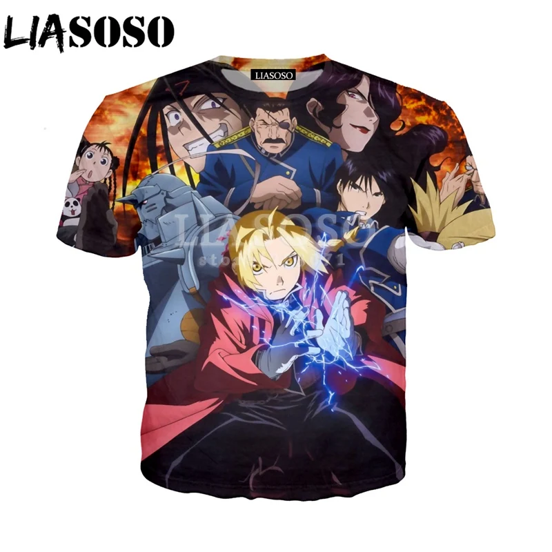LIASOSO летняя модная мужская и женская футболка с коротким рукавом 3D принт аниме