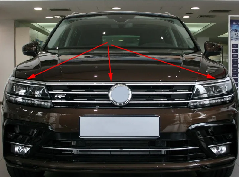 Для 2017 2021 VW tiguan mk2 Европейская версия передняя крышка капота гриль губы молдинг