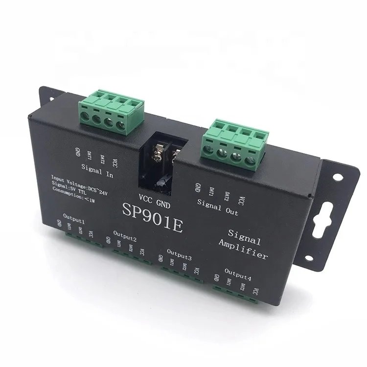 SP901E SPI выходной сигнал 4 группы управления светодиодный Усилитель сигнала управления для WS2811 SK6812 APA102 DMX512 полосы света модуль