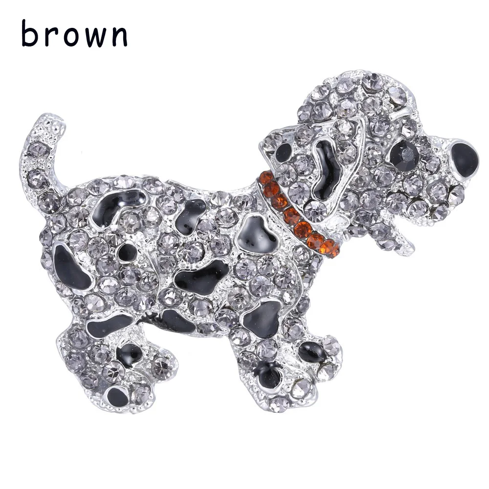 

Rhinestone Dog Brooch For Women pins Cute Funny gift crystal brooches jewelry Animal brooch cute black dog silver plated large