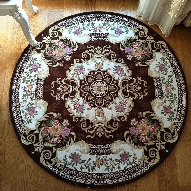 

Luxury European Style Round Carpet for Living Room Cloakroom Soft Area Rugs for Swivel Chair Large Anti-slip Parlor Floor Mat