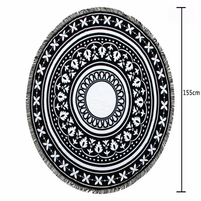 Round Hippie Tapestry Beach Throw Roundie Mandala Towel Mat Bohemian Feature Swim Shawls And Scarves | Аксессуары для одежды