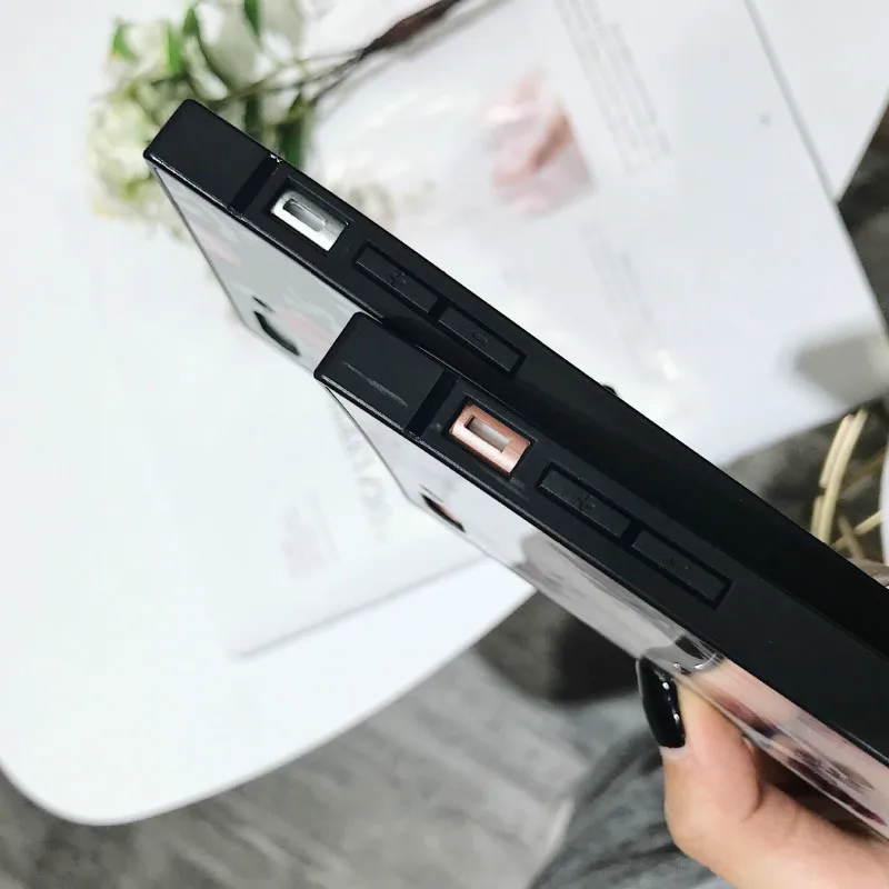 POBLU для iphone X роскошный квадратный стиль Lozenge милый цветок Роза чехол телефона 7 8 6 S