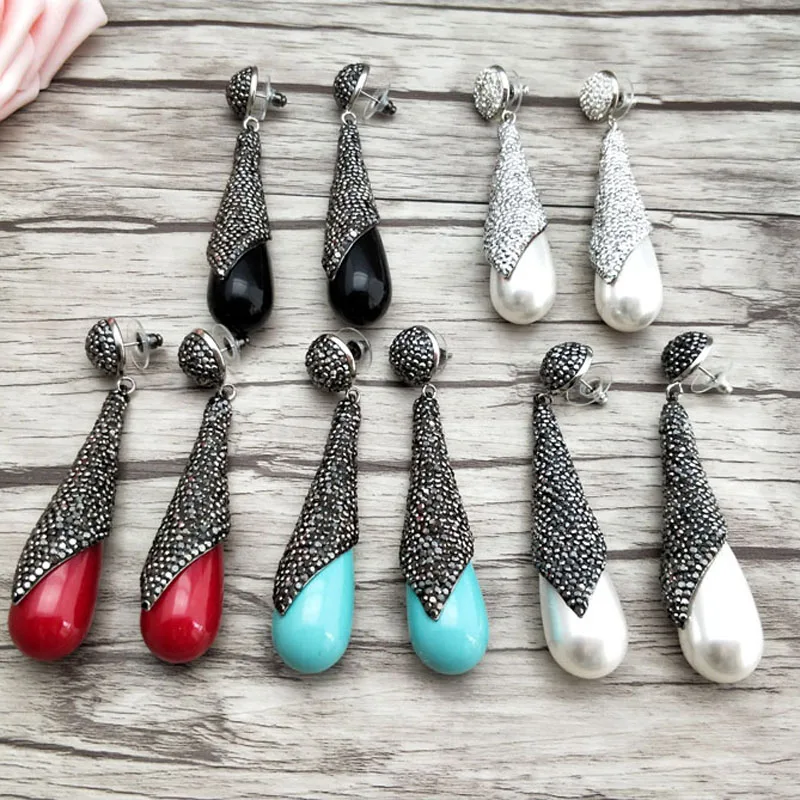 5 пар разнообразные серьги-подвески ручной работы с кристаллами | Украшения и