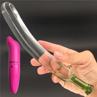 2 pcslot vibrator and eggplant pyrex glass crystal dildo penis anal butt plug sex toy adult products for women men female male