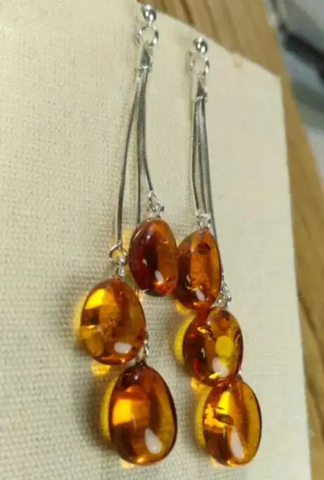 Yoowei Новый балтийский натуральный янтарь серьги для подарка Овальный коньячный