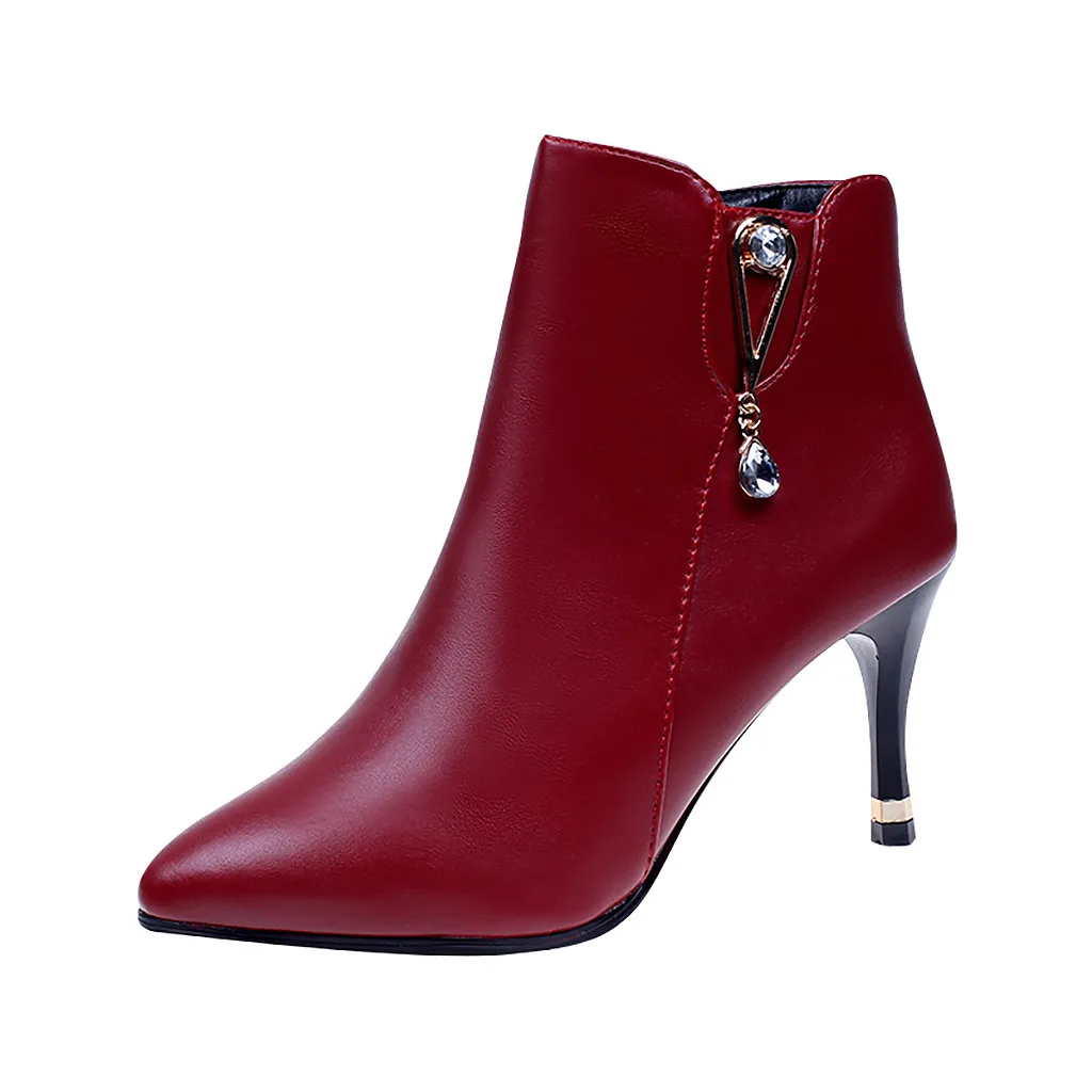 Новинка 2019 года сезон весна осень модная женская обувь на молнии с острым носком