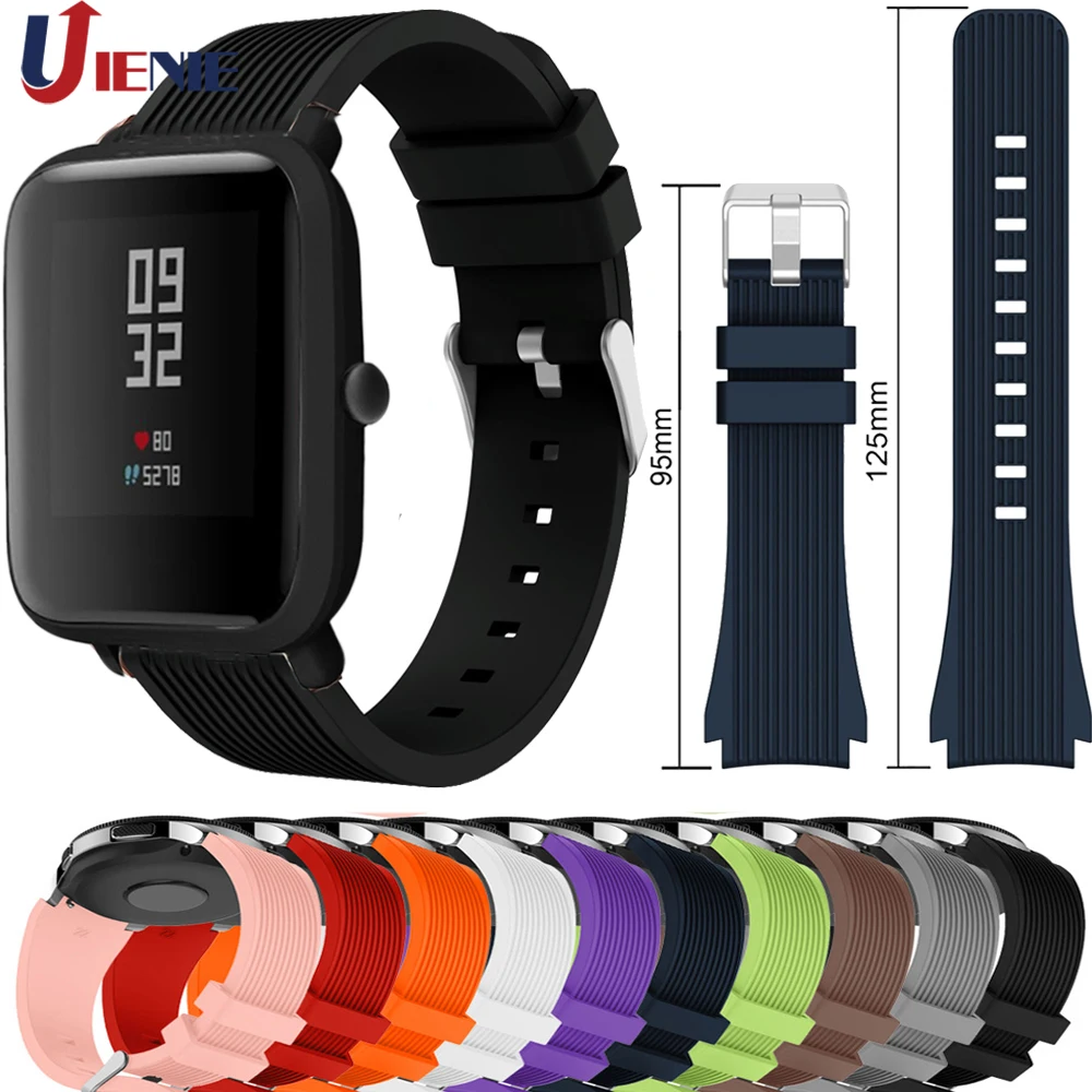 20 мм браслет для Amazfit Bip ремешок силиконовый Xiaomi Huami BIT Youth Watch спортивный на