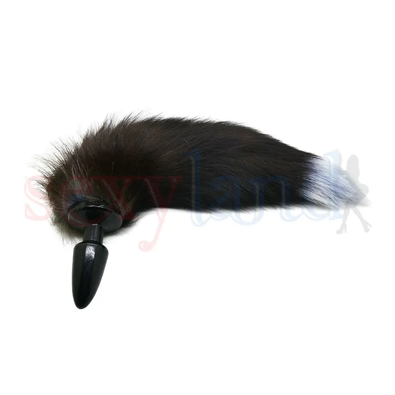 Очаровательная черная Лисичка хвост Мягкая искусственная шерсть Анальная