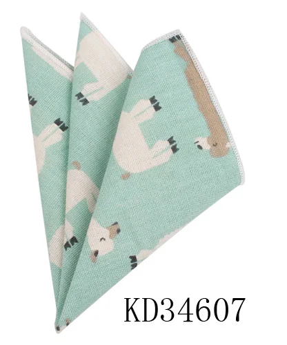 KD34607 Животное печати Карманный квадратный для мужчин женщин мультфильм полотенце для сундуков носовые платки для джентльменов мужские костюмы платок карман полотенце - Цвет: KD34607