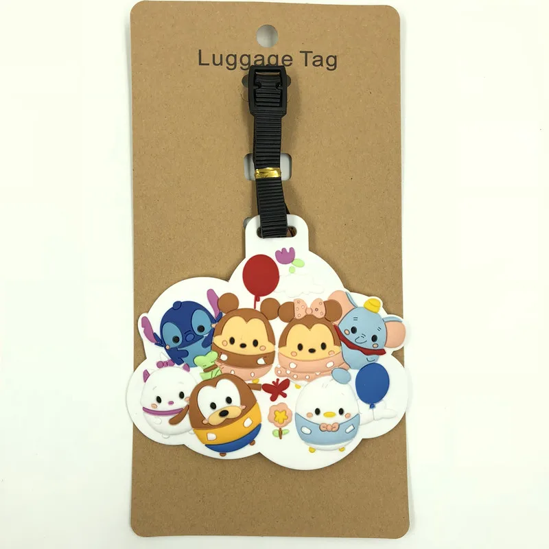 Квадратные дорожные аксессуары TSUM багажные бирки силикагель чемодан ID Addres держатели Микки Минни багажные посадочные бирки к багажу