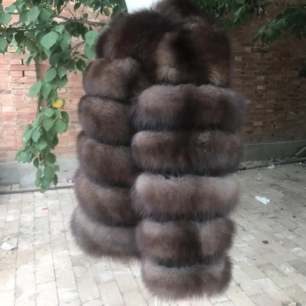 2019 55 см Женская теплая шуба из натурального Лисьего меха короткая приталенная