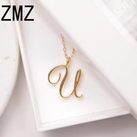 zmz 2019 europeus fashion english letter pendant lovely letter u text necklace gift for momgirlfriend party jewelry