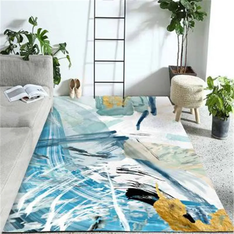 

Modern Colorful Abstract Area Rugs For Living Room Blue Abstract Design Rugs Watercolor Abstract Carpet Contemporary For Sale