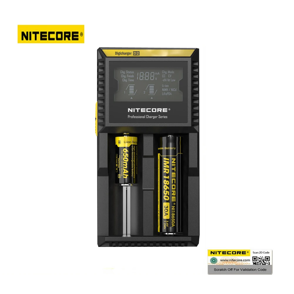 Оригинал Nitecore D2 Батарея Зарядное устройство ЖК-дисплей Смарт зарядки для 18650 14500