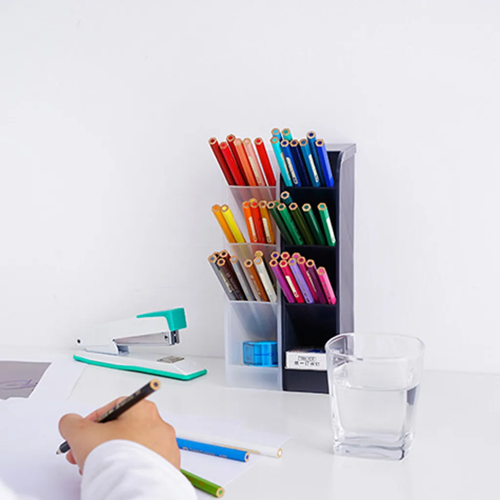 Multifunctional white 4-layer office desktop pen makeup brush storage box convenient box^30 | Storage Boxes &amp Bins