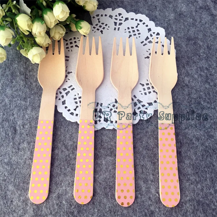 Бесплатная доставка 36 шт. детские розовые столовые приборы из фольги в горошек