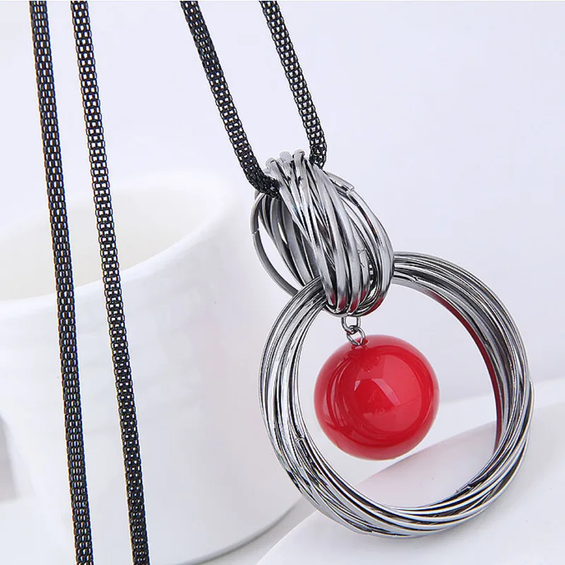 Женское винтажное ожерелье в стиле панк длинное с подвеской из искусственного