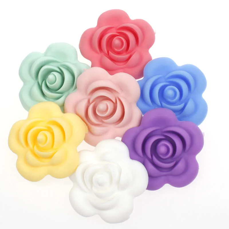 Cuentas de rosas de silicona para 20 piezas, cadena de chupete para beb&eacute;, pulsera de dentici&oacute;n, accesorios para collar, regalo de lactancia sin Bpa-1