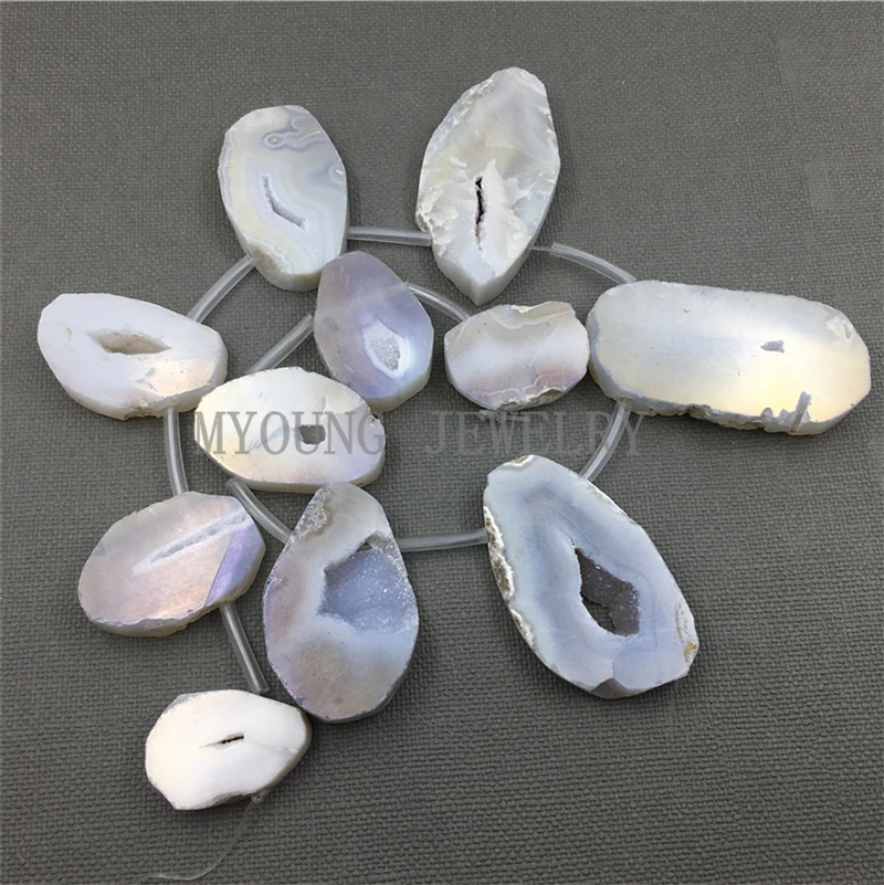 MY1269 бусины свободной формы смешанного размера кулон Агаты друза Жеода большие 15 5