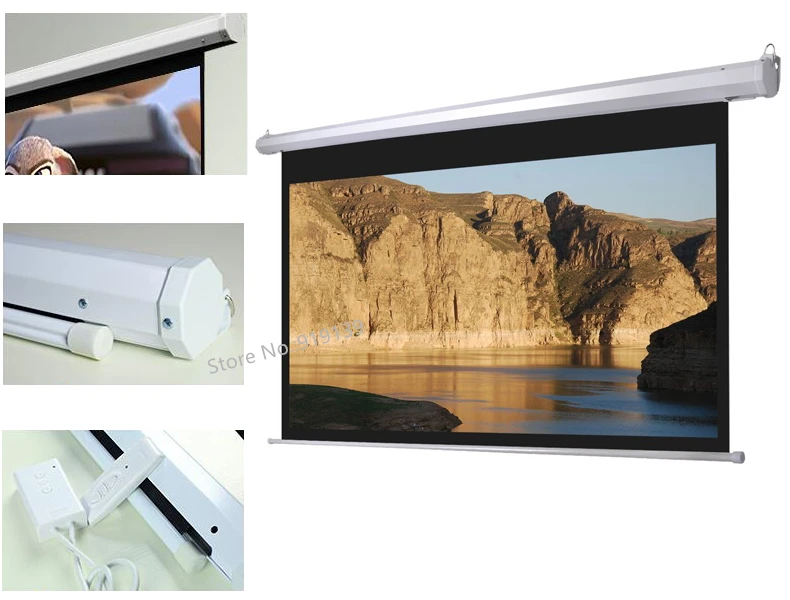 HD 100 дюймов 16:9 электрический экран для 3D LED DLP проектор моторизованные проекционные экраны DHL FedEx Быстрая