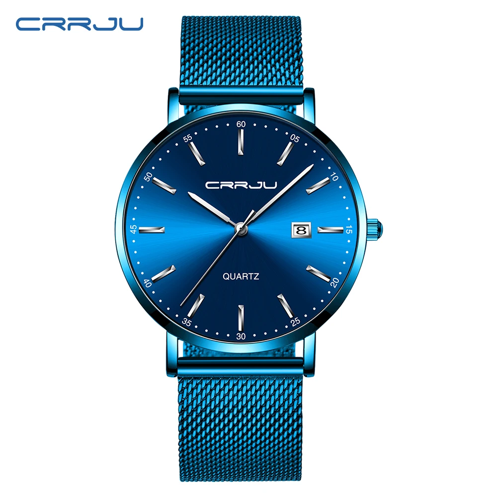 blue silver Reloj Mujer CRRJU женские часы Wonme's бизнес кварцевые часы дамские лидирующий бренд роскошные женские наручные часы для девушек - Цвет: blue silver