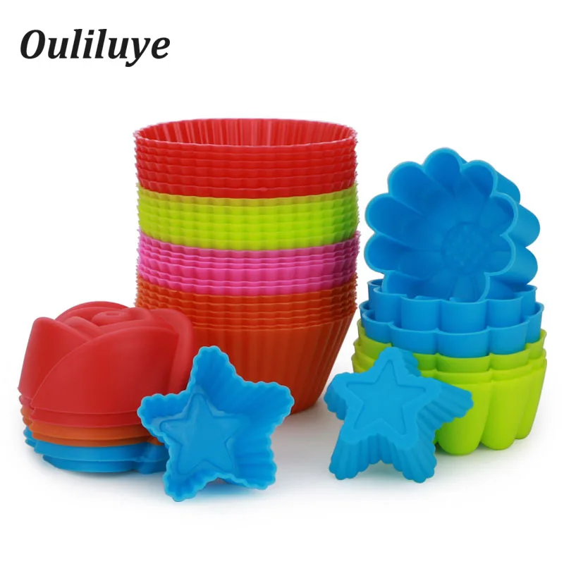 

12/6/1PCS Silicone Muffin Mold For Baking Cake Cupcake DIY Ice Cream Makers Bakeware Kitchen Baking Tools Random Color