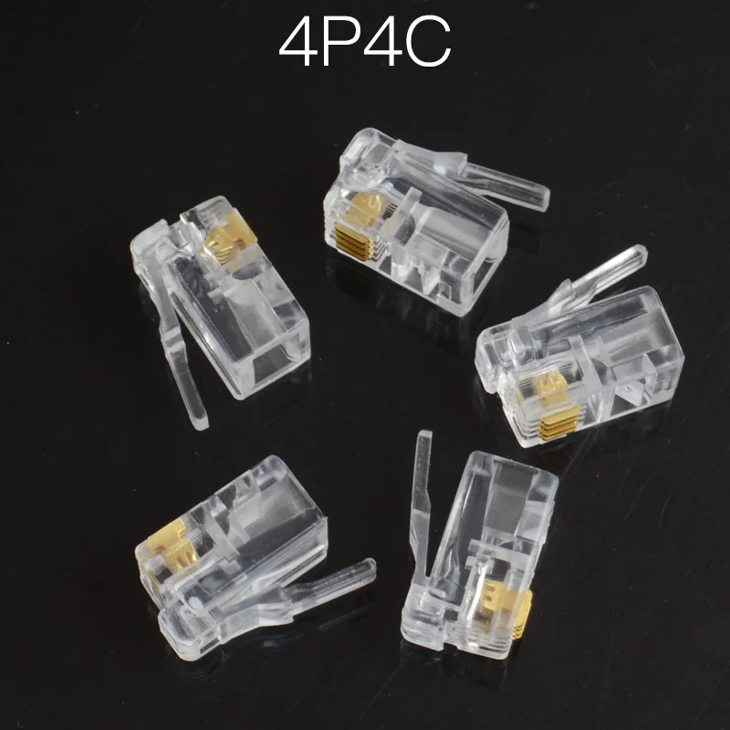 4 контактный модульный разъем 4P4C с контактами и разъемом RJ11 50 шт.|connector rj11|connector
