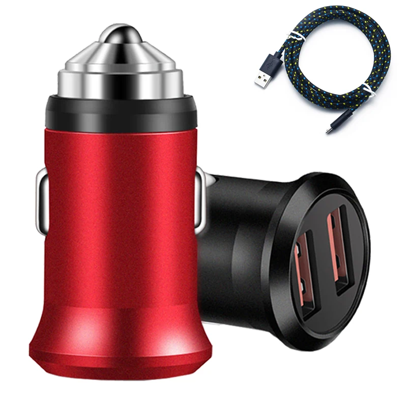 Металлическое зарядное устройство 5V 2.4A USB для автомобильного прикуривателя