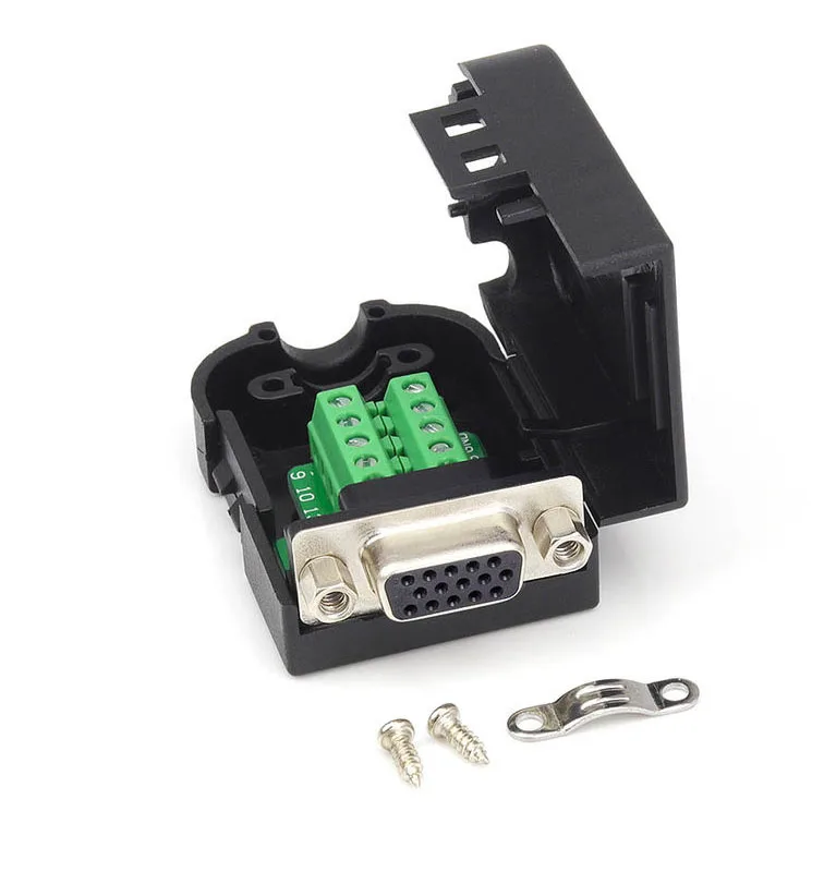 Чистая медь позолоченный DB15 VGA пайка порт 3 ряда 15 pin Мужской Женский Разъем зеленый пластиковый корпус штекер - Цвет: Многоцветный