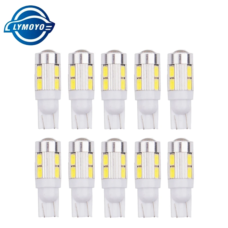 10 шт. T10 светодиодный W5W 168 194 10SMD без Ошибок клиновидный светильник боковые