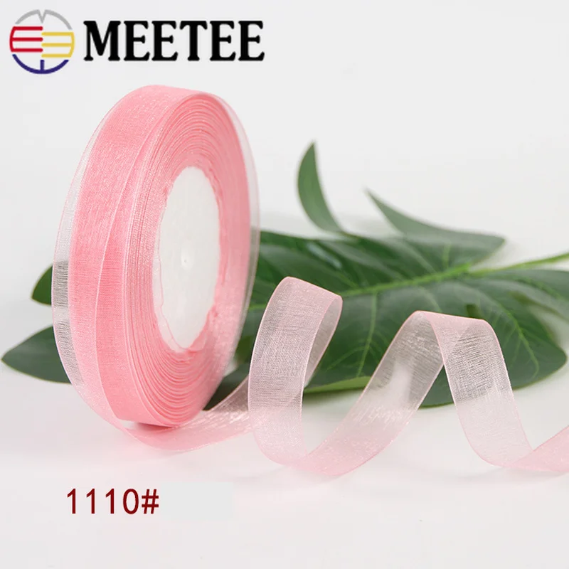 Meetee 5pcs(1pcs=45meters) 1.5cm Christmas Ribbon Transparent Yarn with DIY Gift Packaging Braided Hair Accessories BD147 | Дом и сад