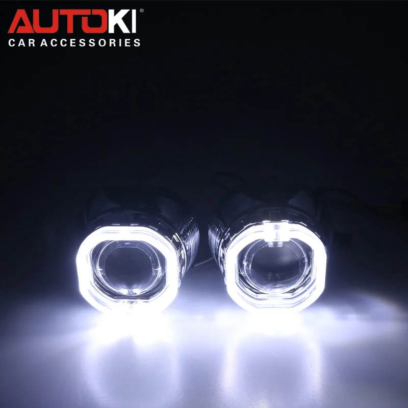 Автомобильный светодиодный проектор Autoki Angel Eyes + Bi Xenon фара глаза дьявола